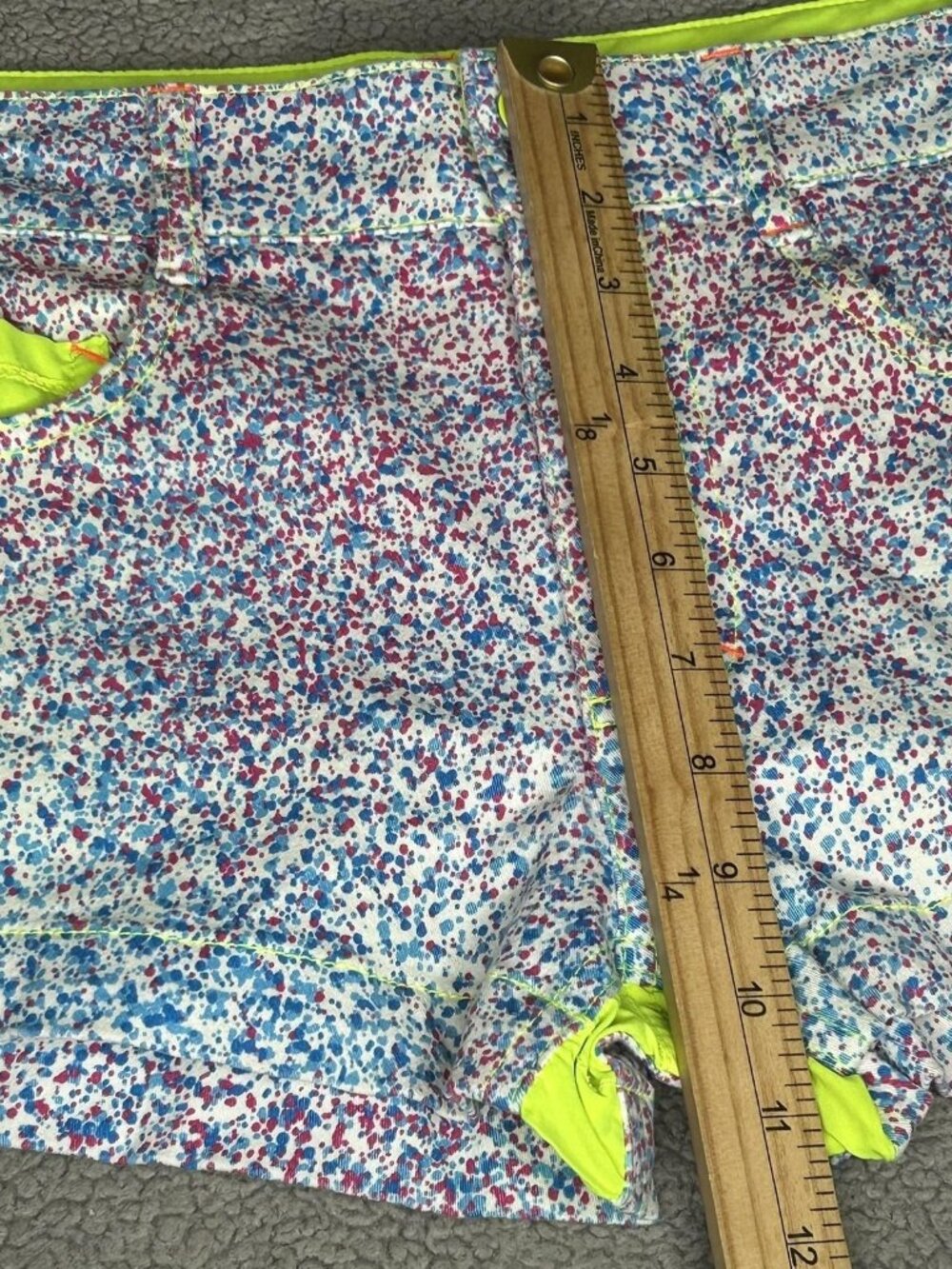 Andrew Christian Shorts Mens 32 Multicolor Neon Splatter Chino Stretch 2" Inseam - Picture 8 of 12